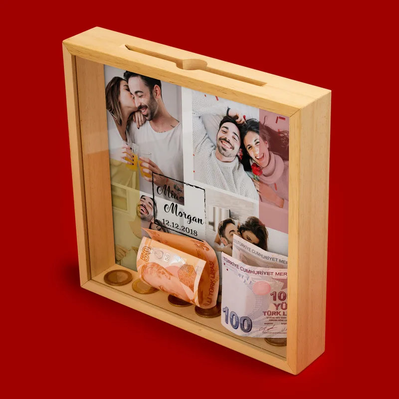 Gifts for Couples Personalized Wooden Piggy Bank Box