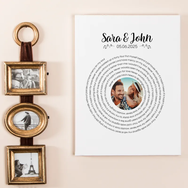 Personalised Song Lyric Canvas Art for Couples 12x16