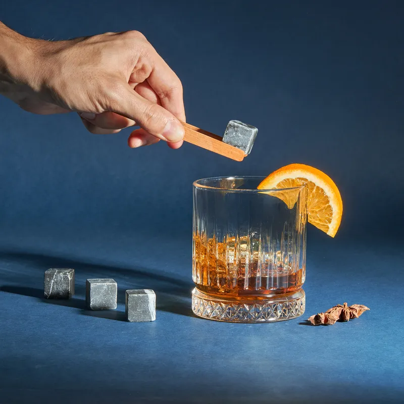 Gifts for Dad Wooden Box Glasgov Whiskey Glass and Cooling Stones Set