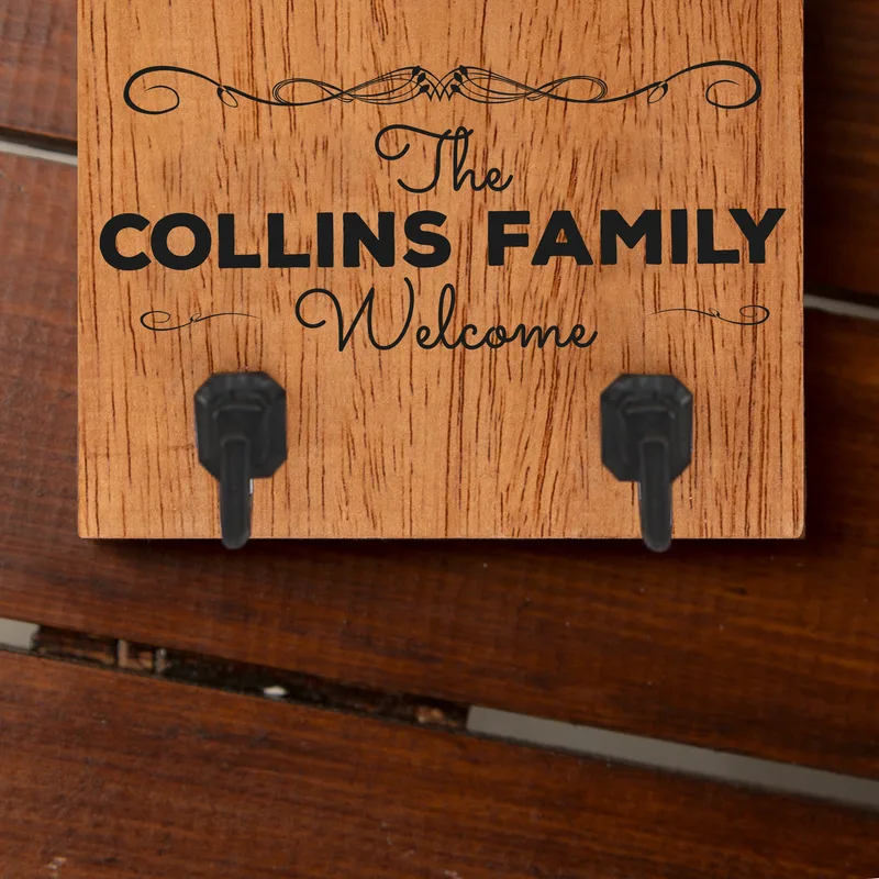 Gifts for Family 2 Photo Collage Wooden Key Holder