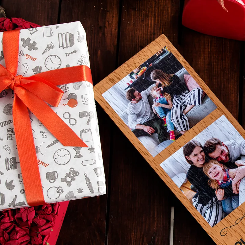 Gifts for Family 2 Photo Collage Wooden Key Holder