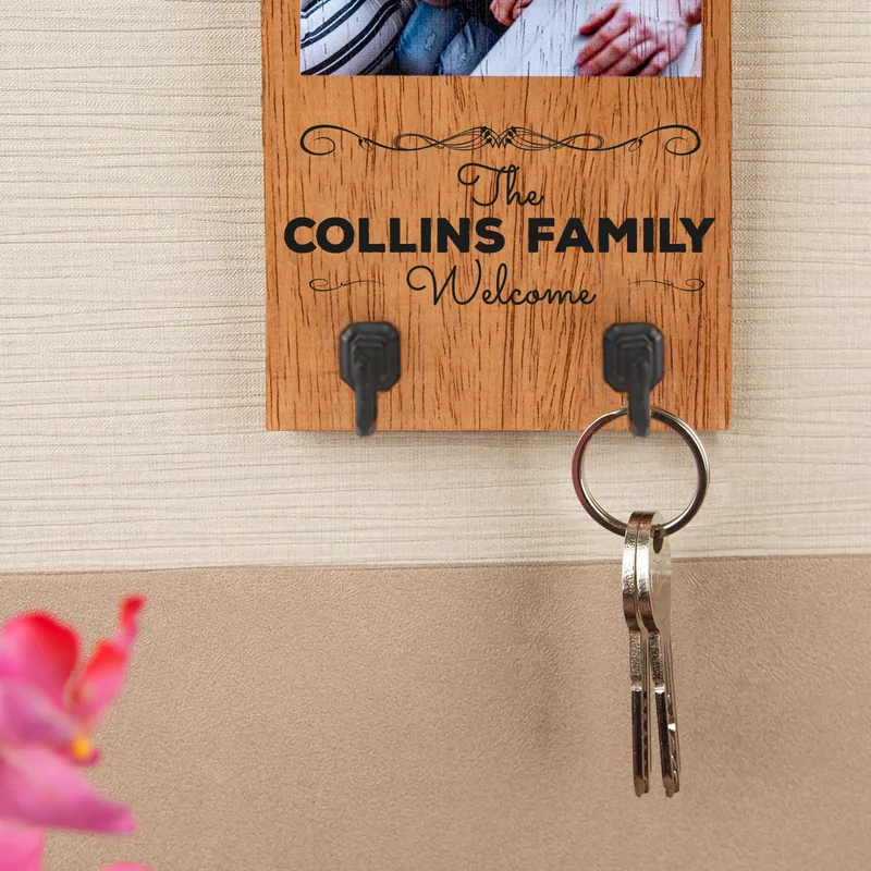 Gifts for Family 2 Photo Collage Wooden Key Holder