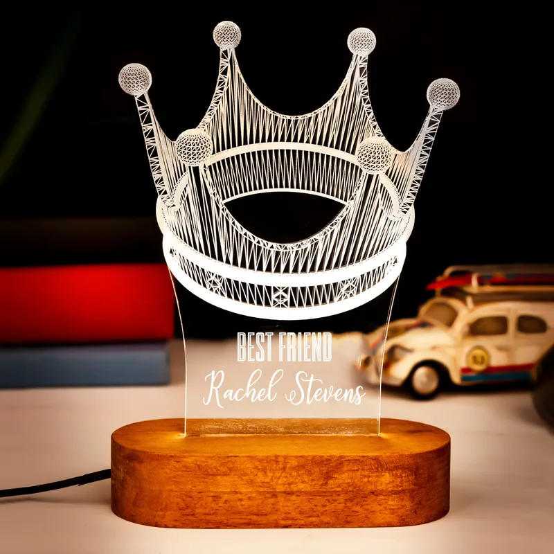 Crown 3D LED Lamp Personalised Gift for Friends and Siblings
