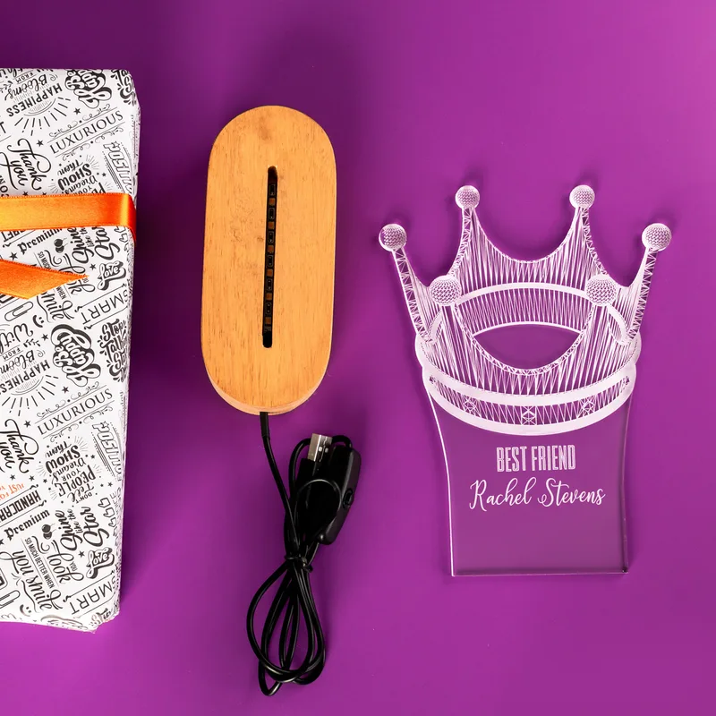 Crown 3D LED Lamp Personalised Gift for Friends and Siblings