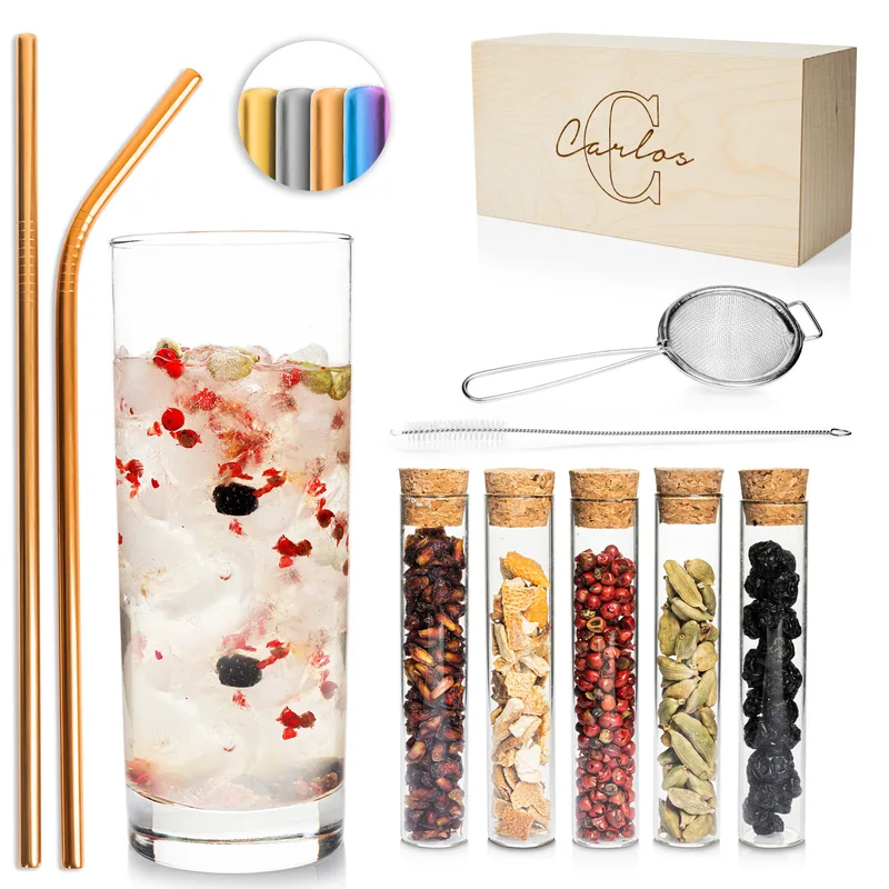 Personalised Gin Infusion Kit with Engraved Wooden Box for Friends