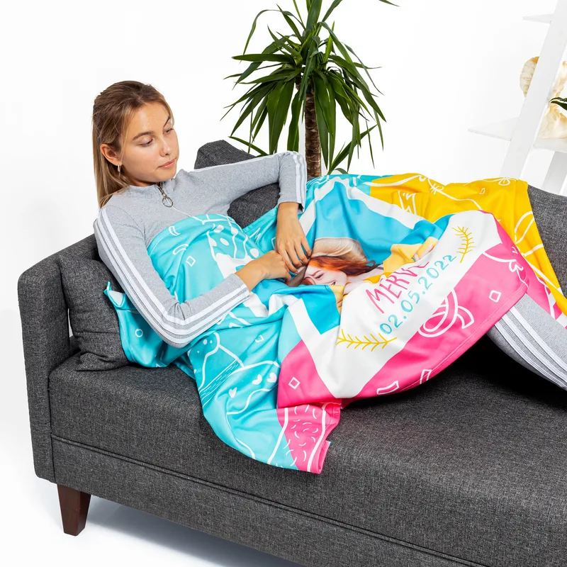 Gifts for Friends Personalized Throw Blanket with Photo - Single Sized Blanket