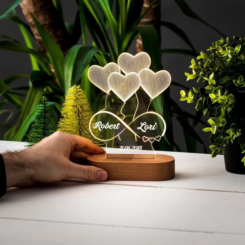 Personalised Infinity Heart LED Lamp for Romantic Gifts
