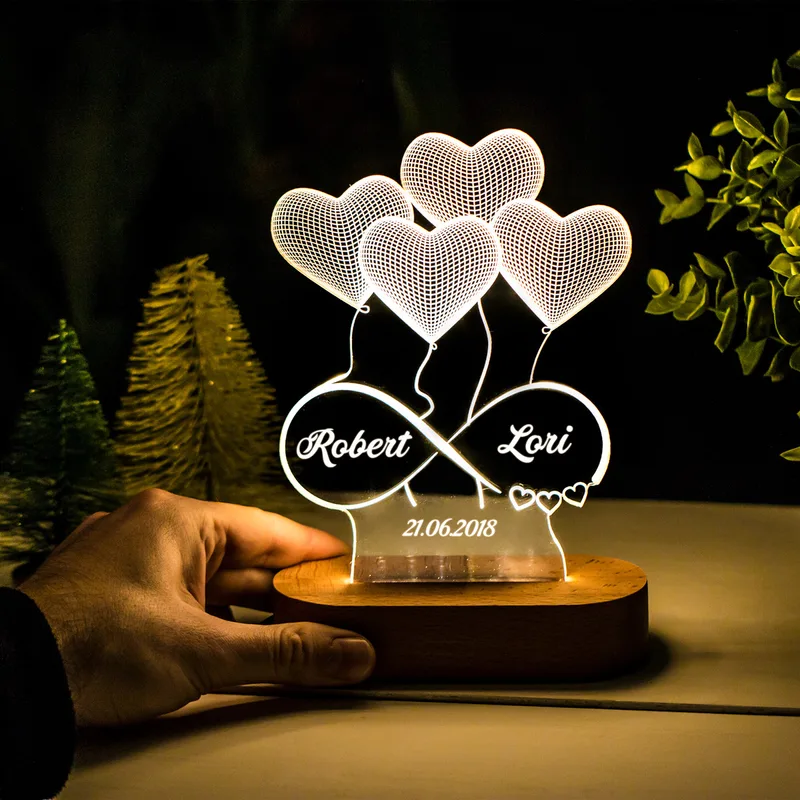 Personalised Infinity Heart LED Lamp for Romantic Gifts