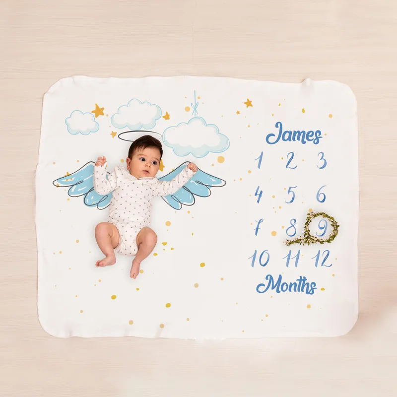 Personalised Baby Monthly Milestone Blanket for Newborn Photos