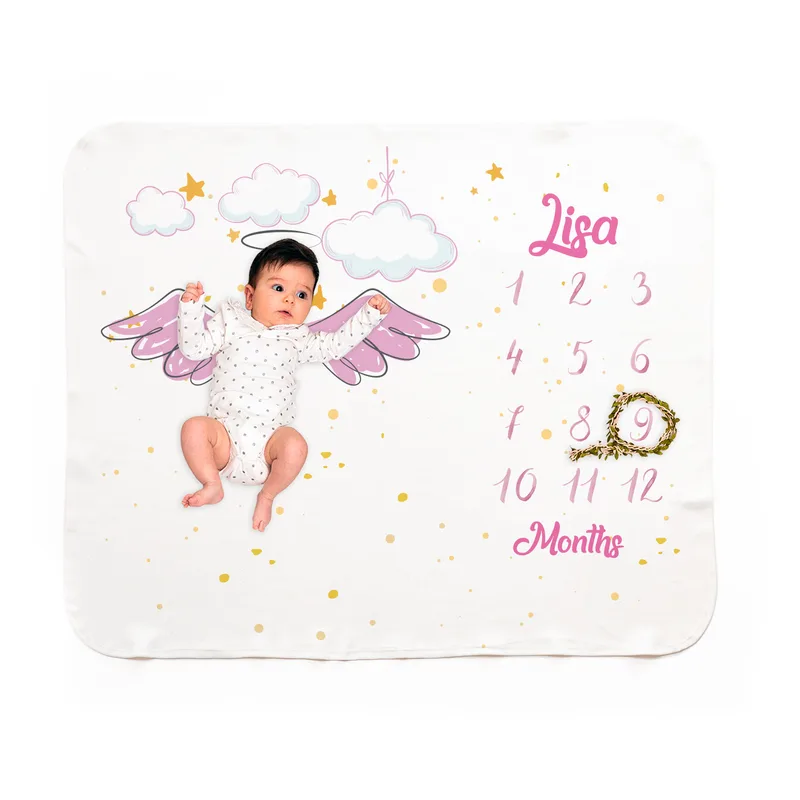 Personalised Baby Monthly Milestone Blanket for Newborn Photos