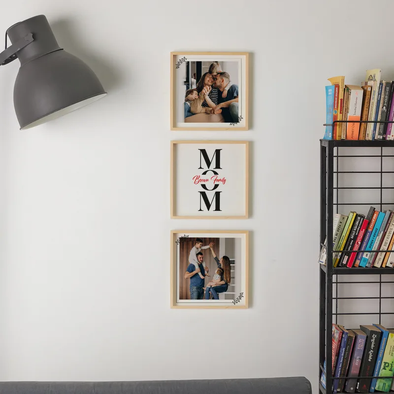 Gifts for Mom Design Family Name Matching 3 Piece Tableau Set