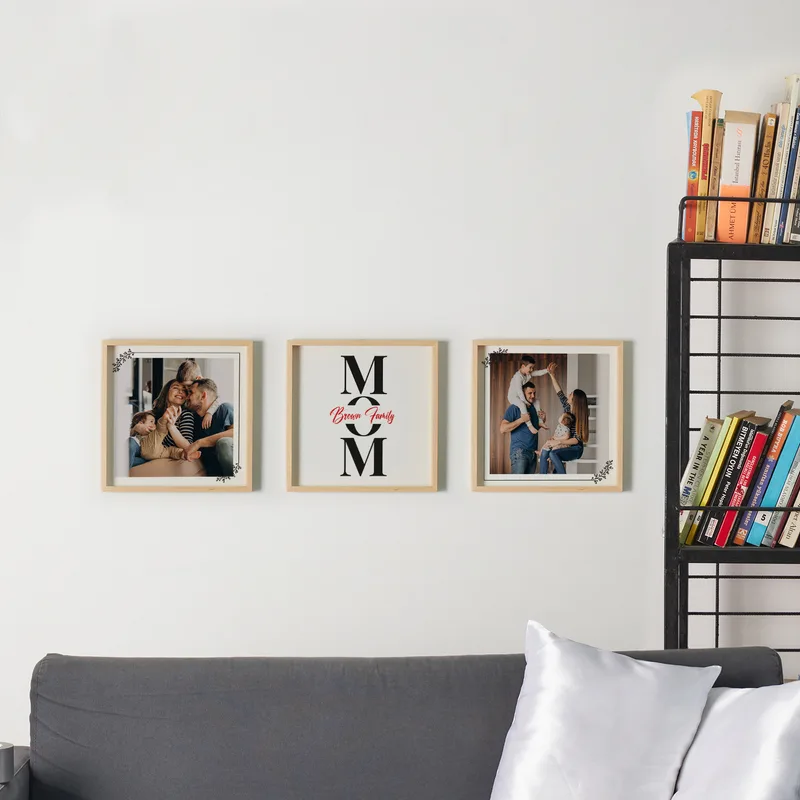 Gifts for Mom Design Family Name Matching 3 Piece Tableau Set