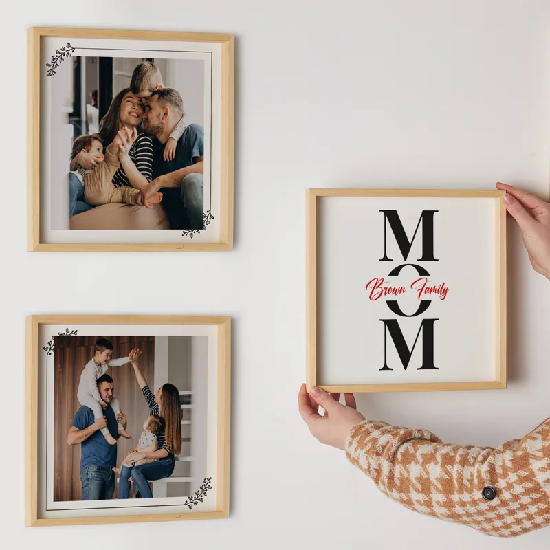 Gifts for Mom Design Family Name Matching 3 Piece Tableau Set
