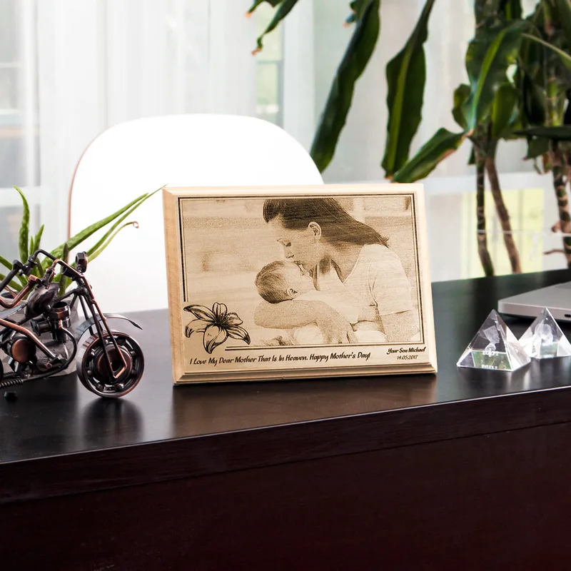 Personalized Wooden Photo as First Mothers Day Gift for Mother