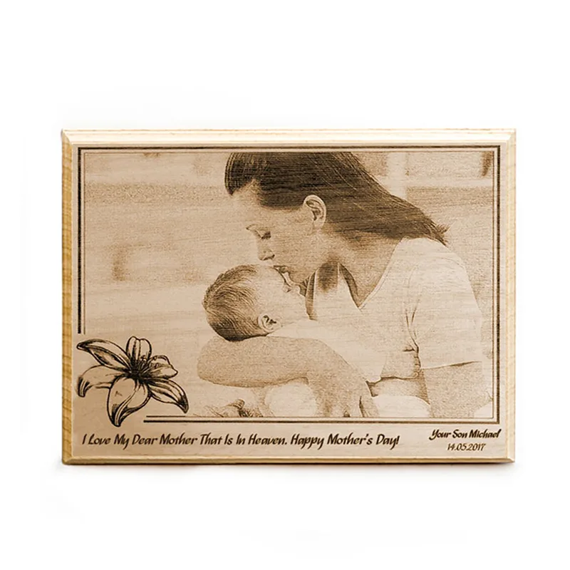 Personalized Wooden Photo as First Mothers Day Gift for Mother