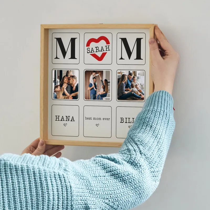Gifts for Mom Personalized Wooden Tableau Collage Picture Frame