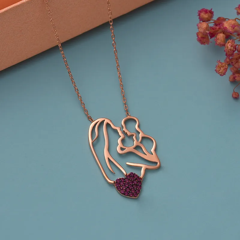 Rose Gold Heart Necklace for New Mums and Mother's Day