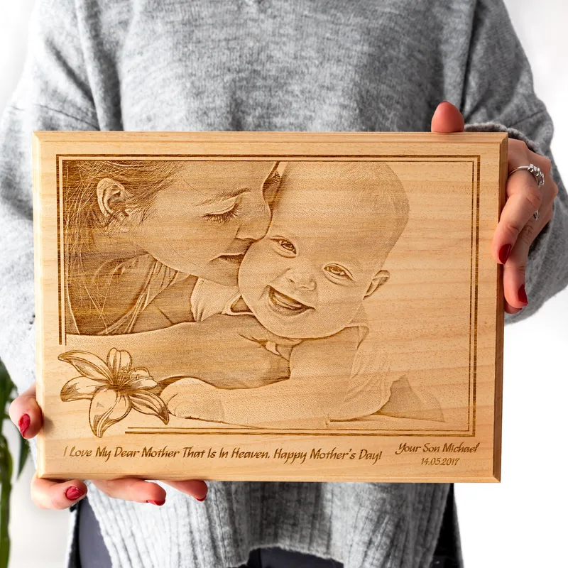 Custom Engraved Wood Photo Gifts for Mom
