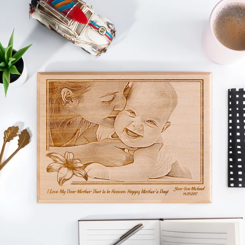 Custom Engraved Wood Photo Gifts for Mom
