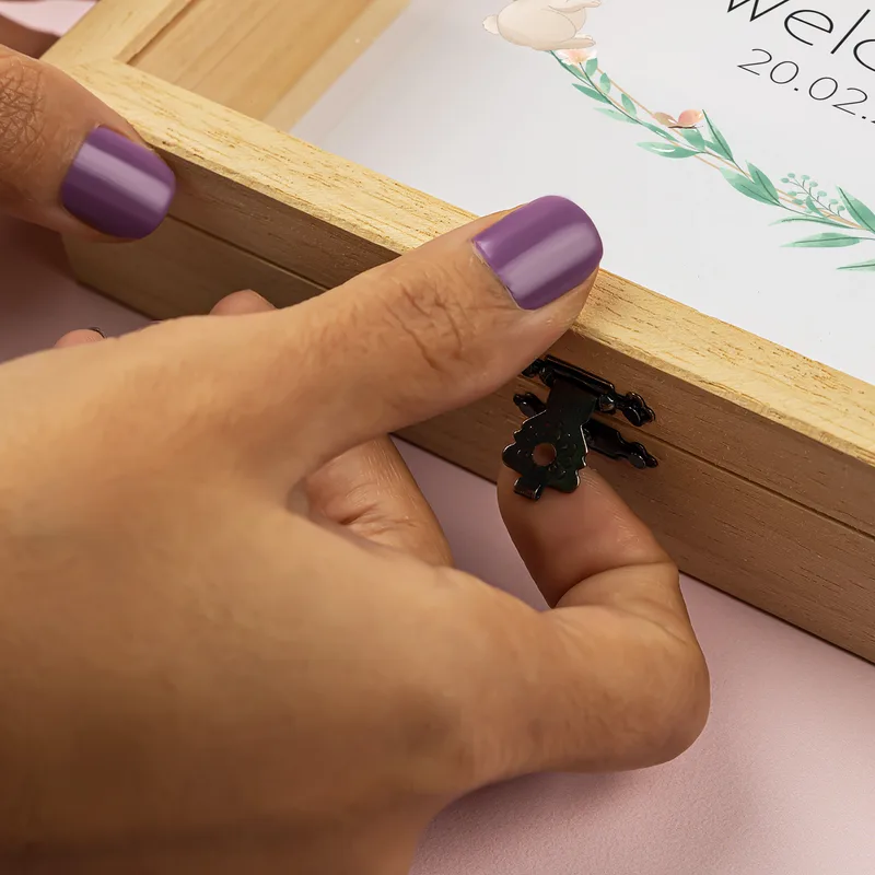 Gifts for New Born Baby and New Mom Wooden Hinged Picture Frame Photo Album - Baby Pictures Box