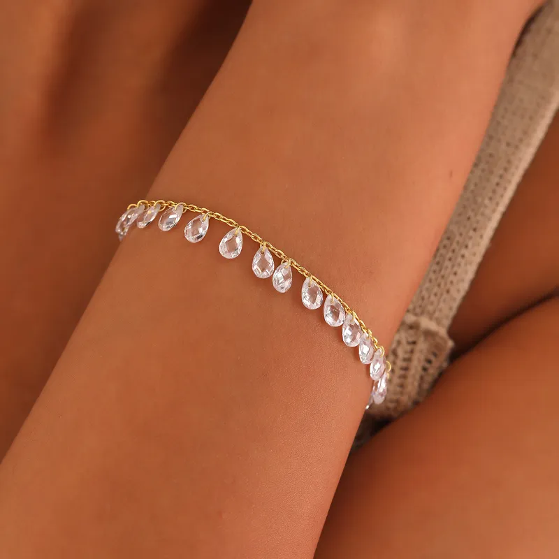 Gold Plated Bracelet with Crystal Zirconia Stones