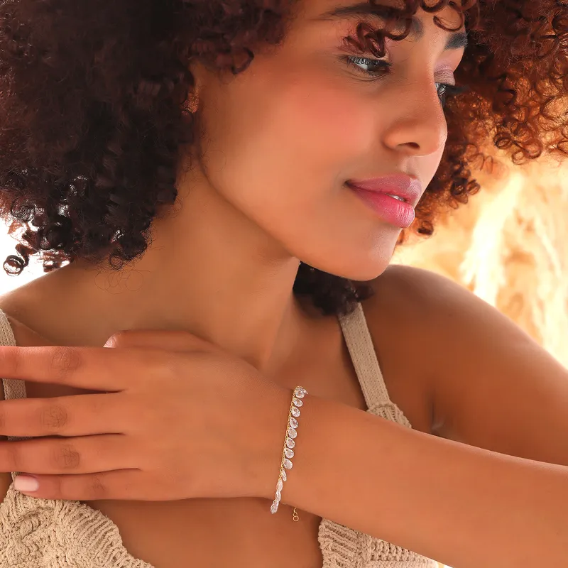 Gold Plated Bracelet with Crystal Zirconia Stones