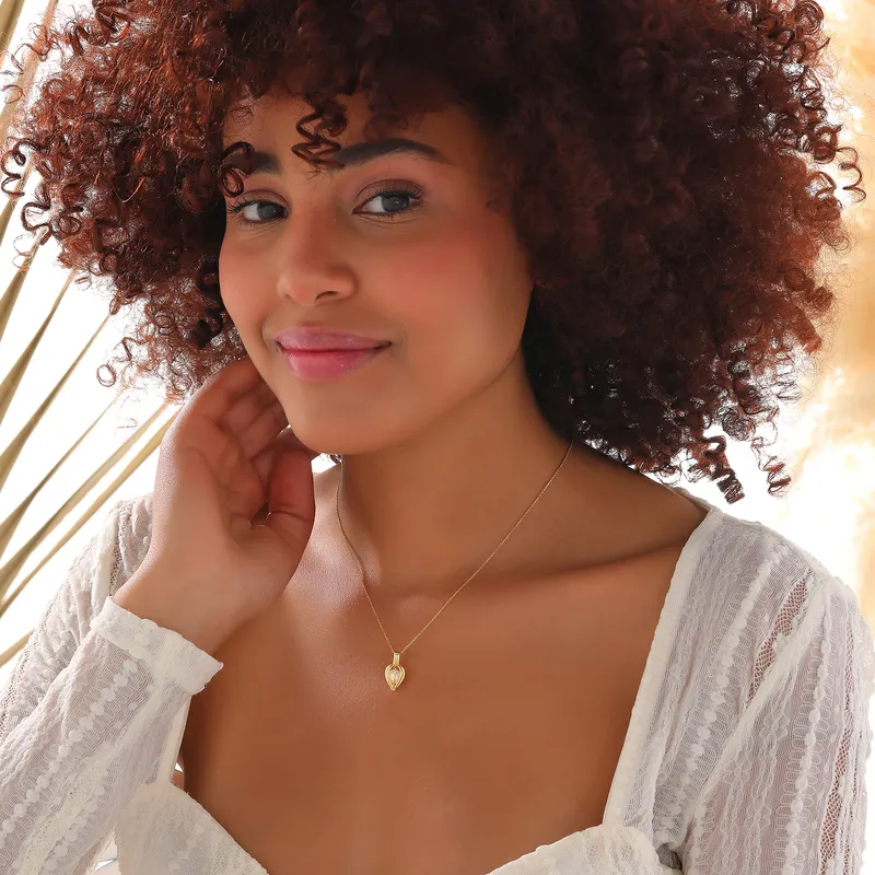 Gold Plated Pearl Necklace with Elegant Cage Design