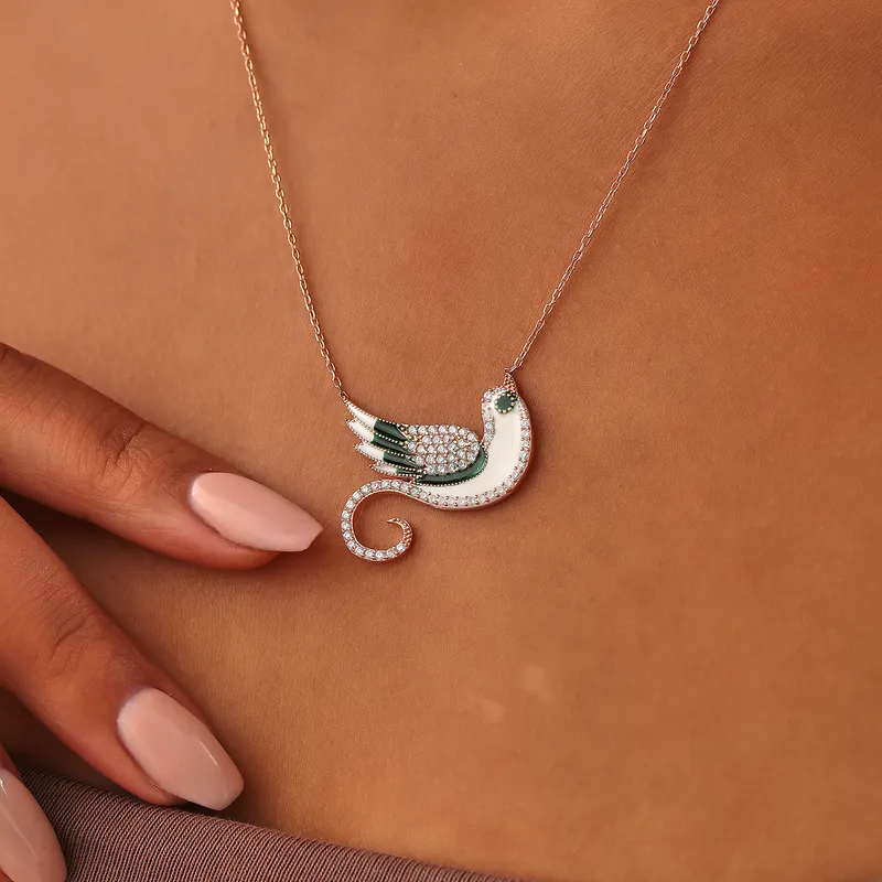 Gold Plated Emerald Phoenix Necklace