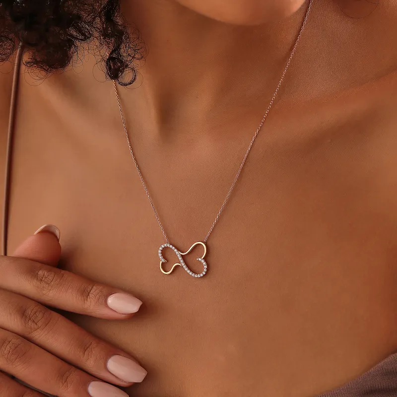 Gold Plated Eternal Two Heart Necklace