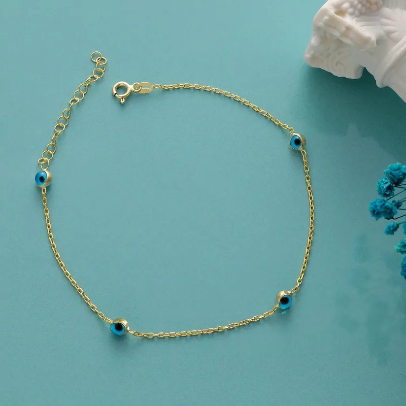 Gold Plated Evil Eye Anklet