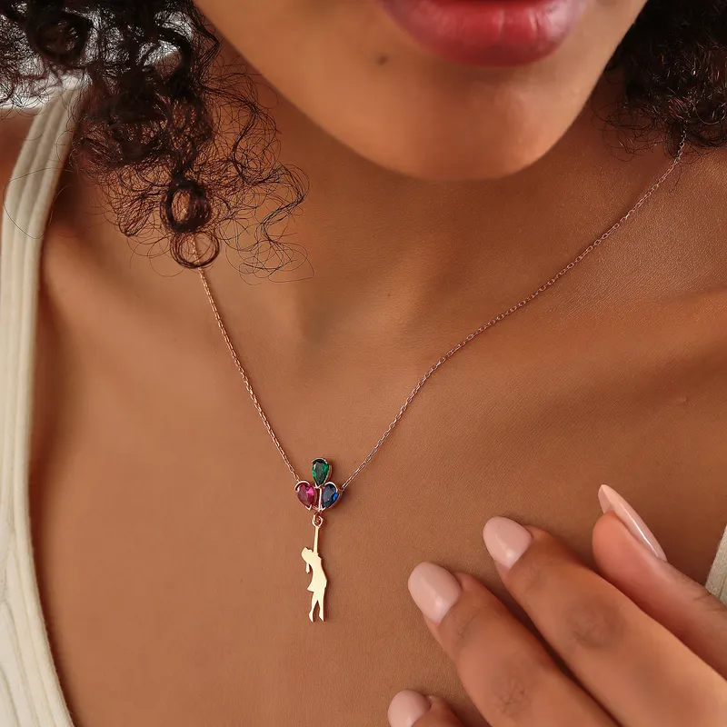 Elegant Tri-Stone Zirconia Gold Plated Necklace for Her