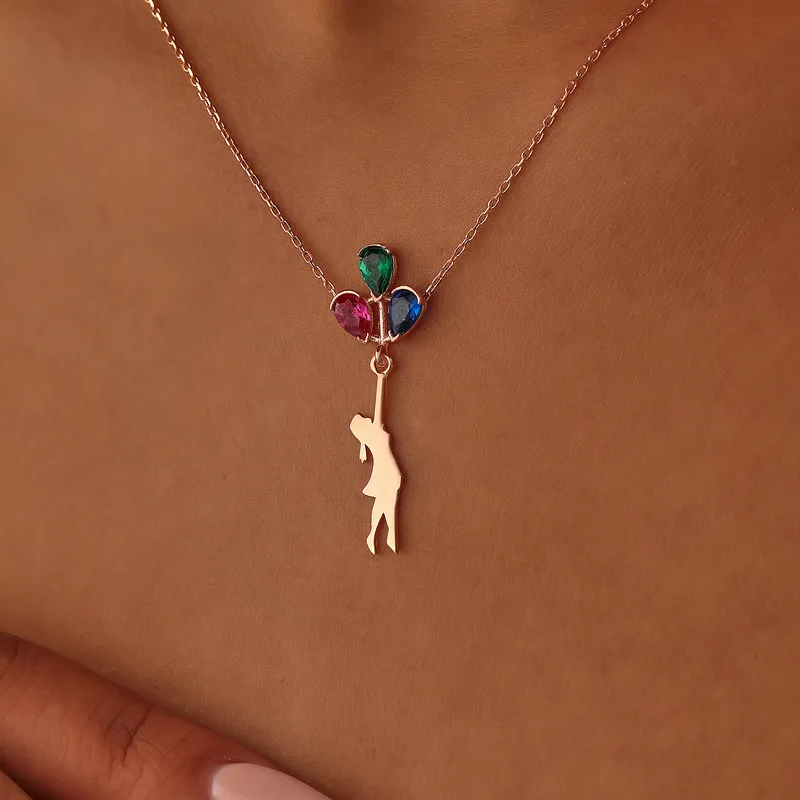 Elegant Tri-Stone Zirconia Gold Plated Necklace for Her