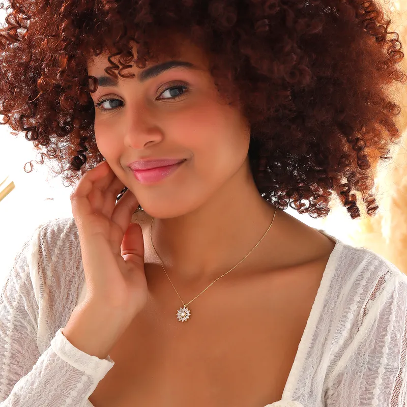 Pearl Flower Pendant Gold Plated Necklace for Her