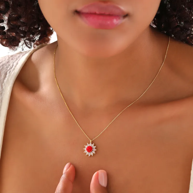 Gold Plated Rose Pendant Necklace Ideal for Her