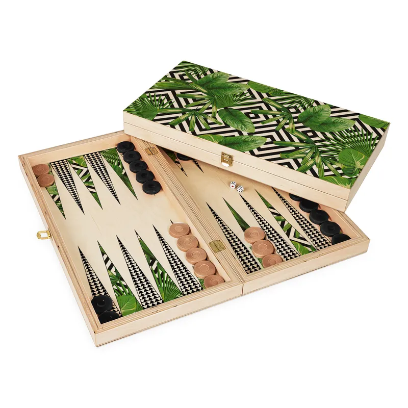 Green Leaves Minimal Handmade Modern Backgammon Set