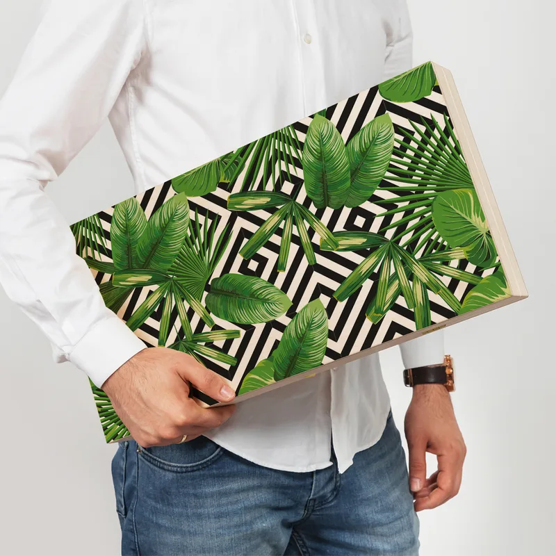 Green Leaves Minimal Handmade Modern Backgammon Set
