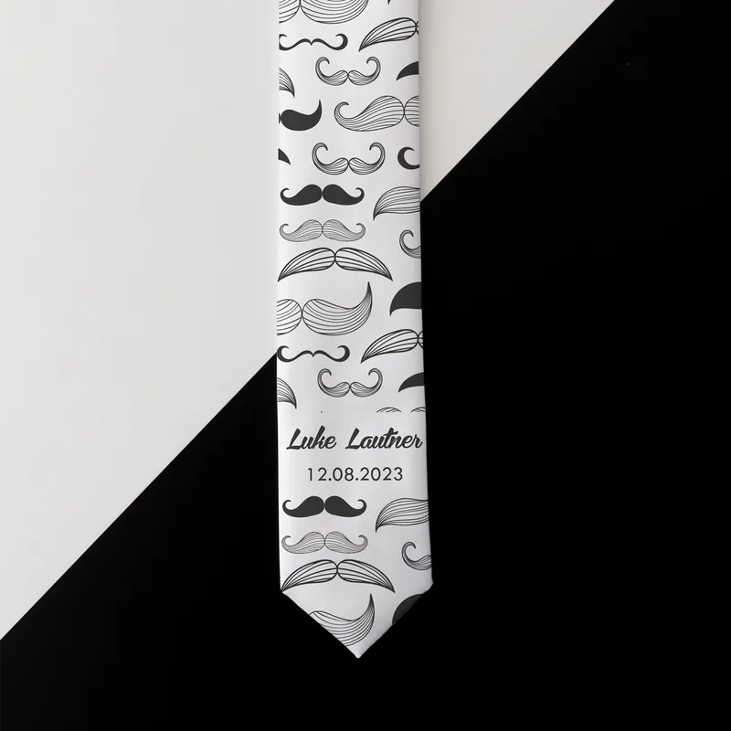 Personalised Groomsman Moustache Tie for Weddings and Celebrations
