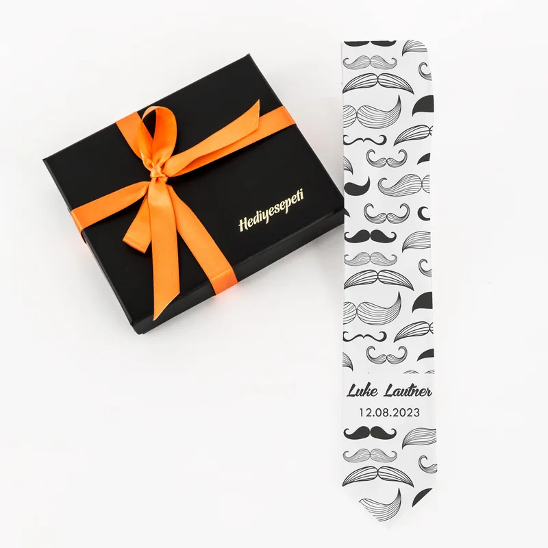 Personalised Groomsman Moustache Tie for Weddings and Celebrations
