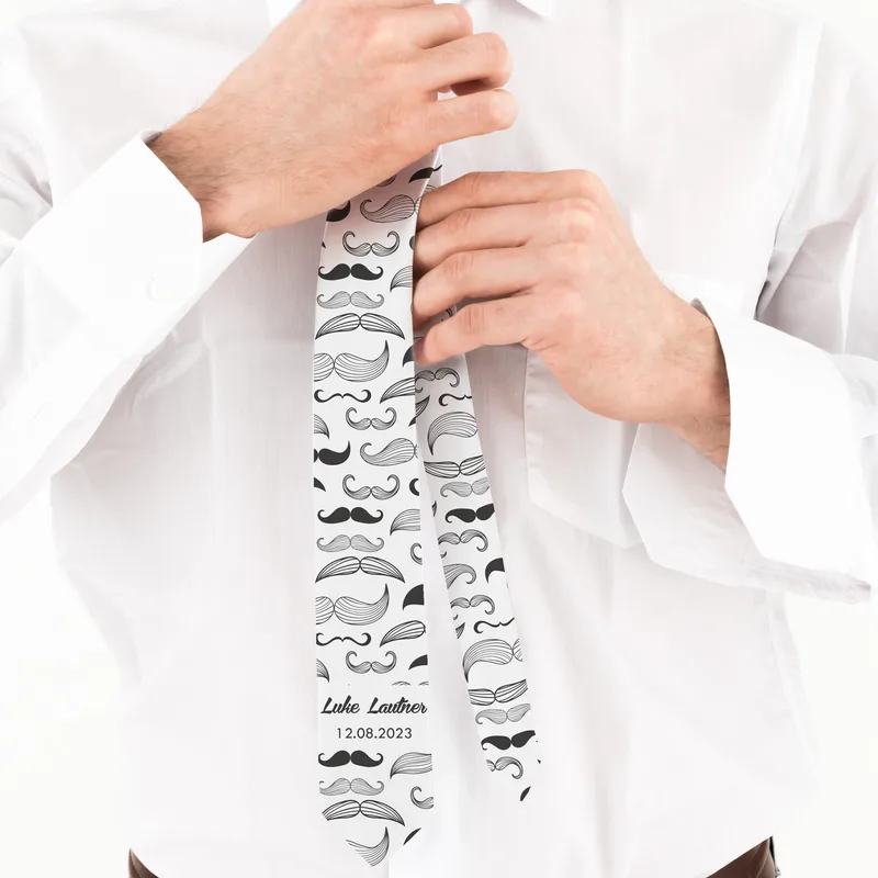 Personalised Groomsman Moustache Tie for Weddings and Celebrations