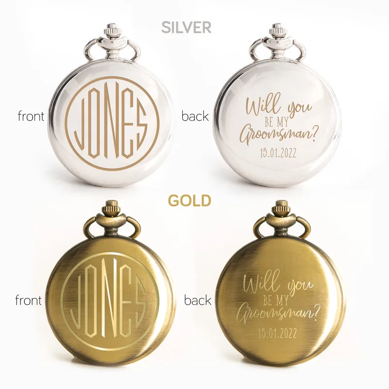 Groomsman Proposal Ideas Personalized Pocket Watch