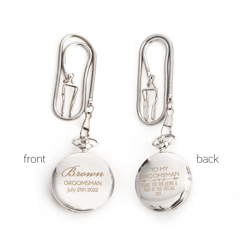 Groomsman Thank You Gifts Personalized Pocket Watch with Special Message
