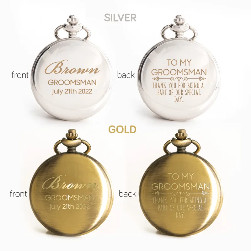 Groomsman Thank You Gifts Personalized Pocket Watch with Special Message