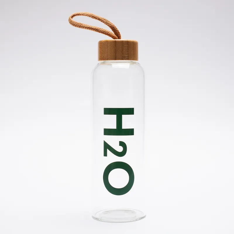 Eco-Friendly Glass Water Bottle with Bamboo Lid
