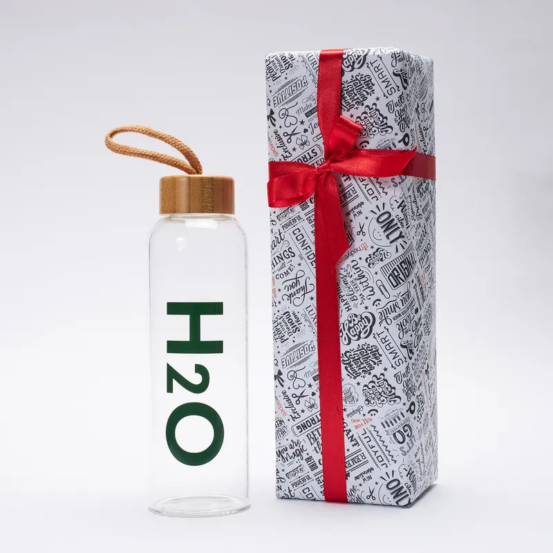 Eco-Friendly Glass Water Bottle with Bamboo Lid