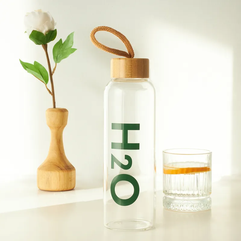 Eco-Friendly Glass Water Bottle with Bamboo Lid