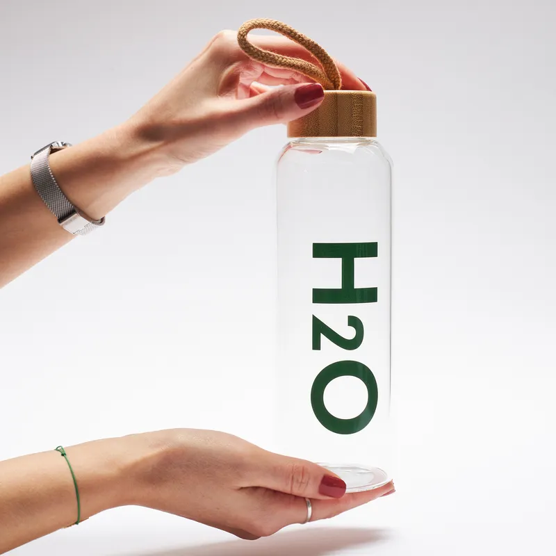 Eco-Friendly Glass Water Bottle with Bamboo Lid