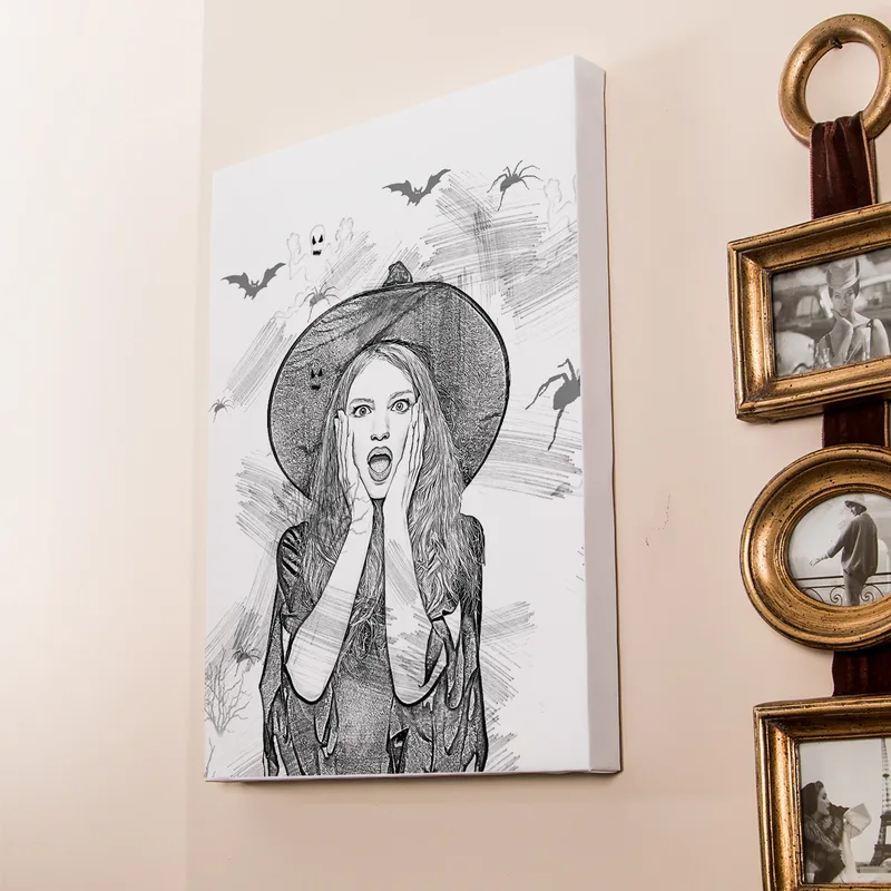 Halloween Gifts Charcoal Drawing Effect Canvas Print15.75x11.8