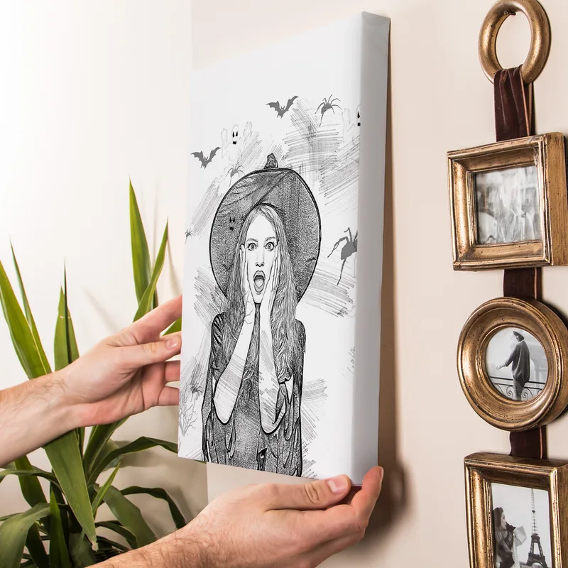 Halloween Gifts Charcoal Drawing Effect Canvas Print15.75x11.8