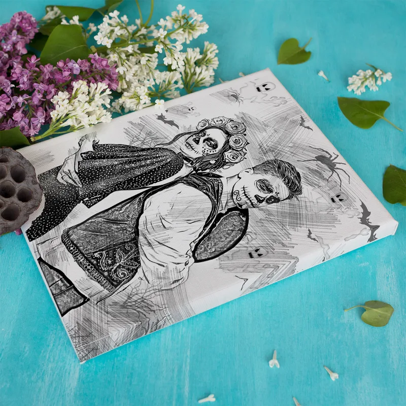 Halloween Gifts Charcoal Drawing Effect Canvas Print15.75x11.8