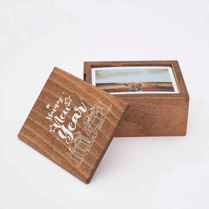 Happy New Year 70 Photos Printed Wooden Photo Box